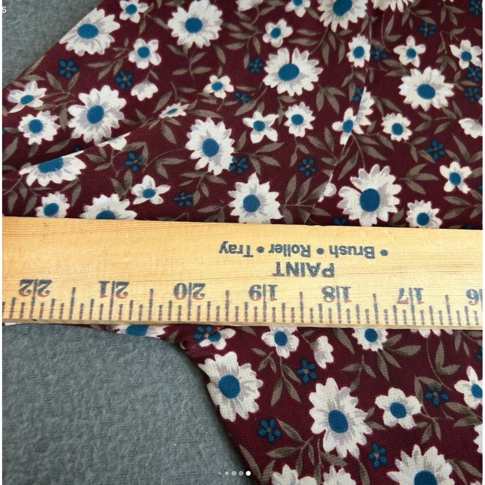 Kaileigh Romper Women Lg Burgundy Floral V-Neck 3/4 Sleeve Elastic Waist Pocket - Picture 8 of 8